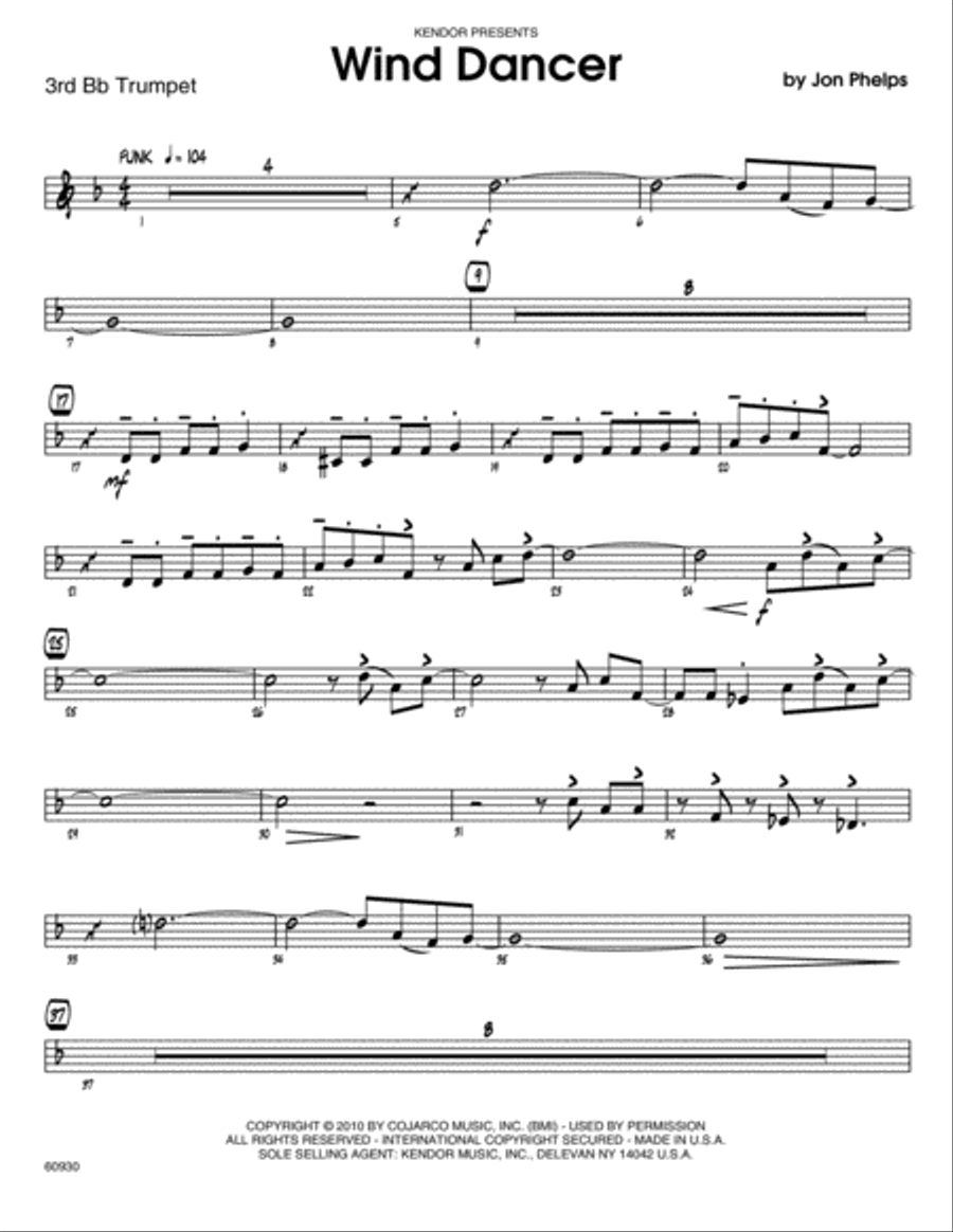 Wind Dancer - 3rd Bb Trumpet Jazz Ensemble scores gallery preview page 1