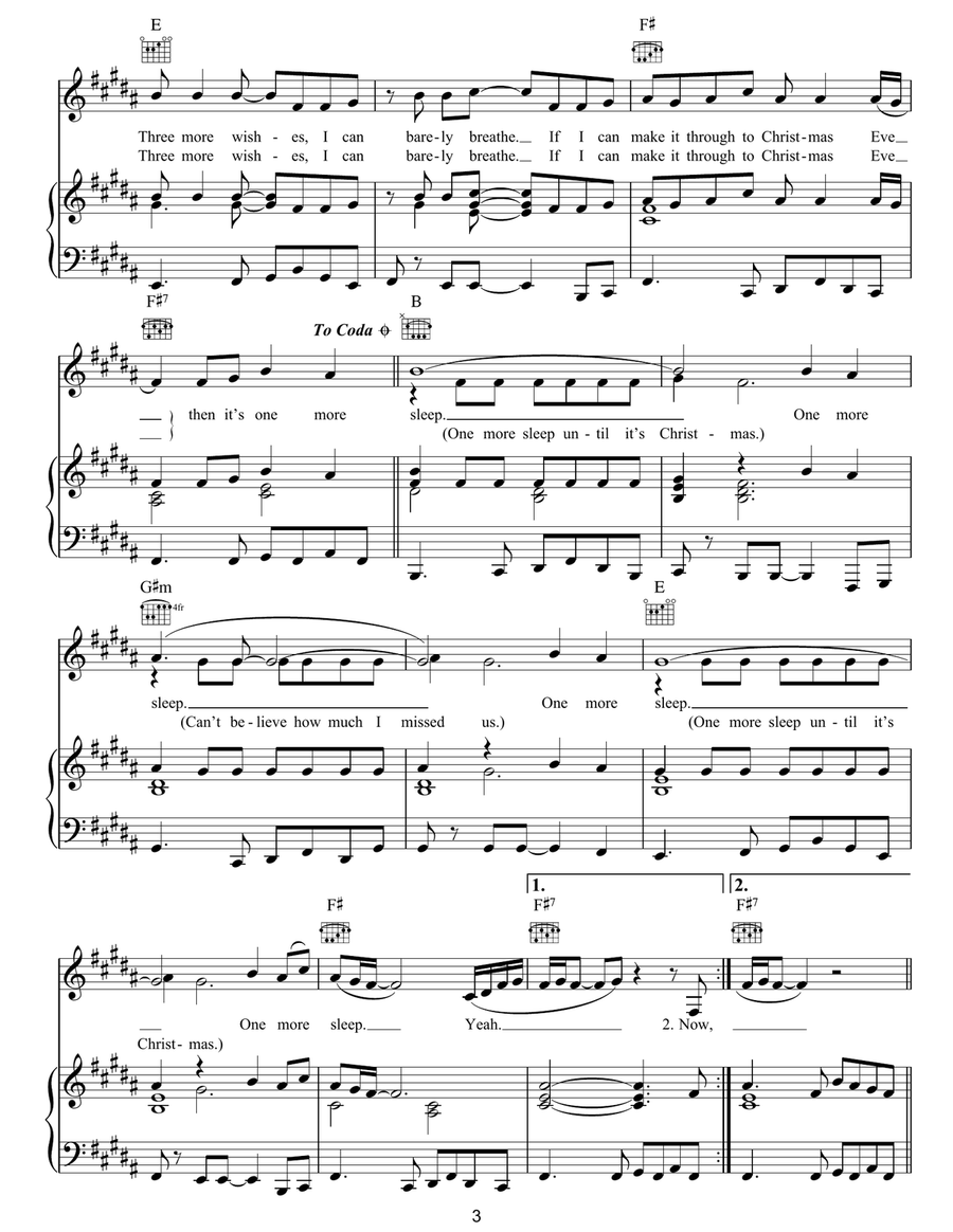One More Sleep One More Sleep Piano, Vocal, Guitar scores gallery preview page 3