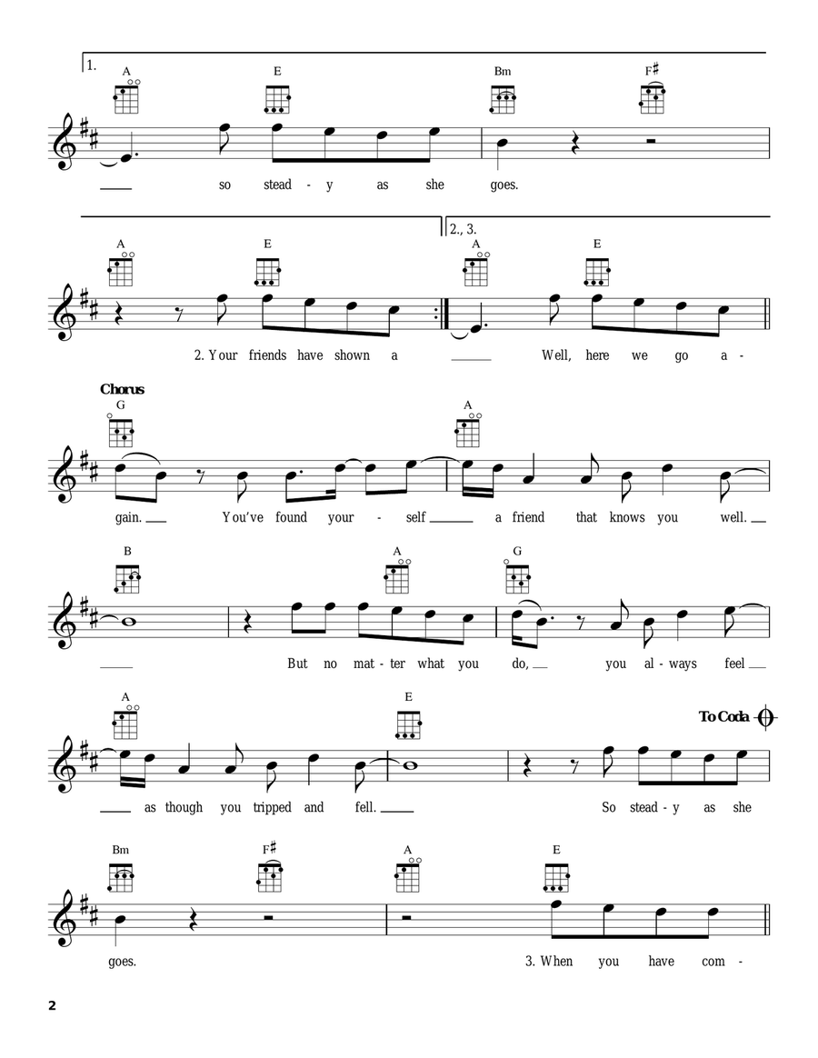 Steady, As She Goes Steady, As She Goes Ukulele scores gallery preview page 2