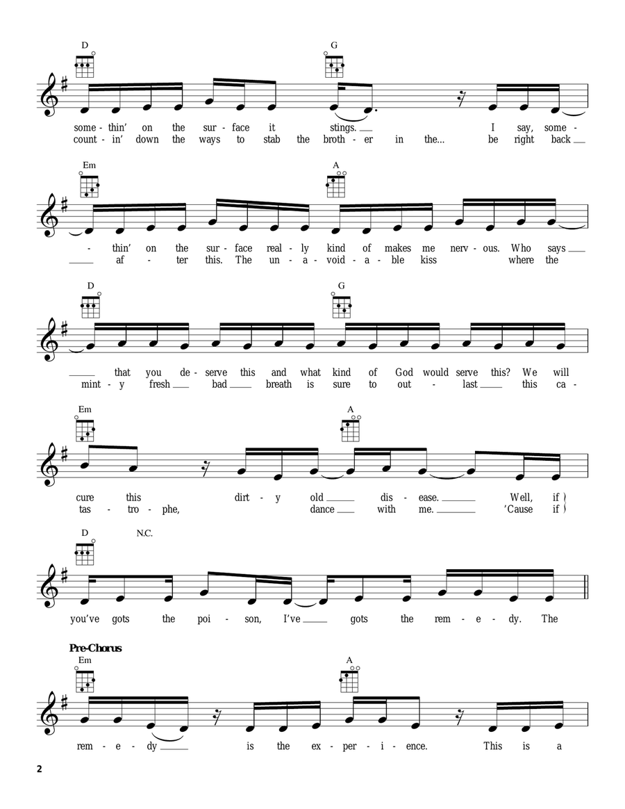 The Remedy (I Won't Worry) Ukulele scores gallery preview page 2