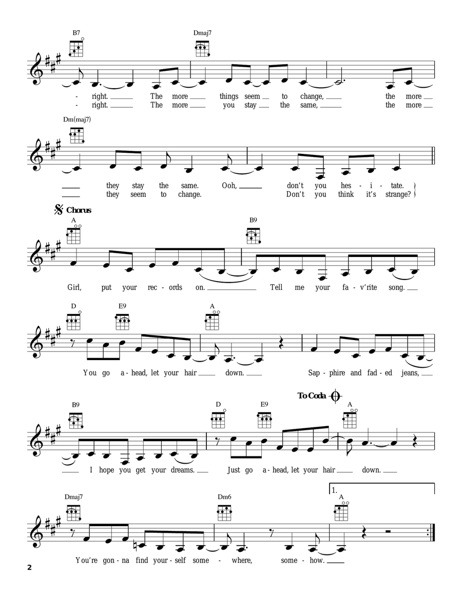 Put Your Records On Put Your Records On Ukulele scores gallery preview page 2