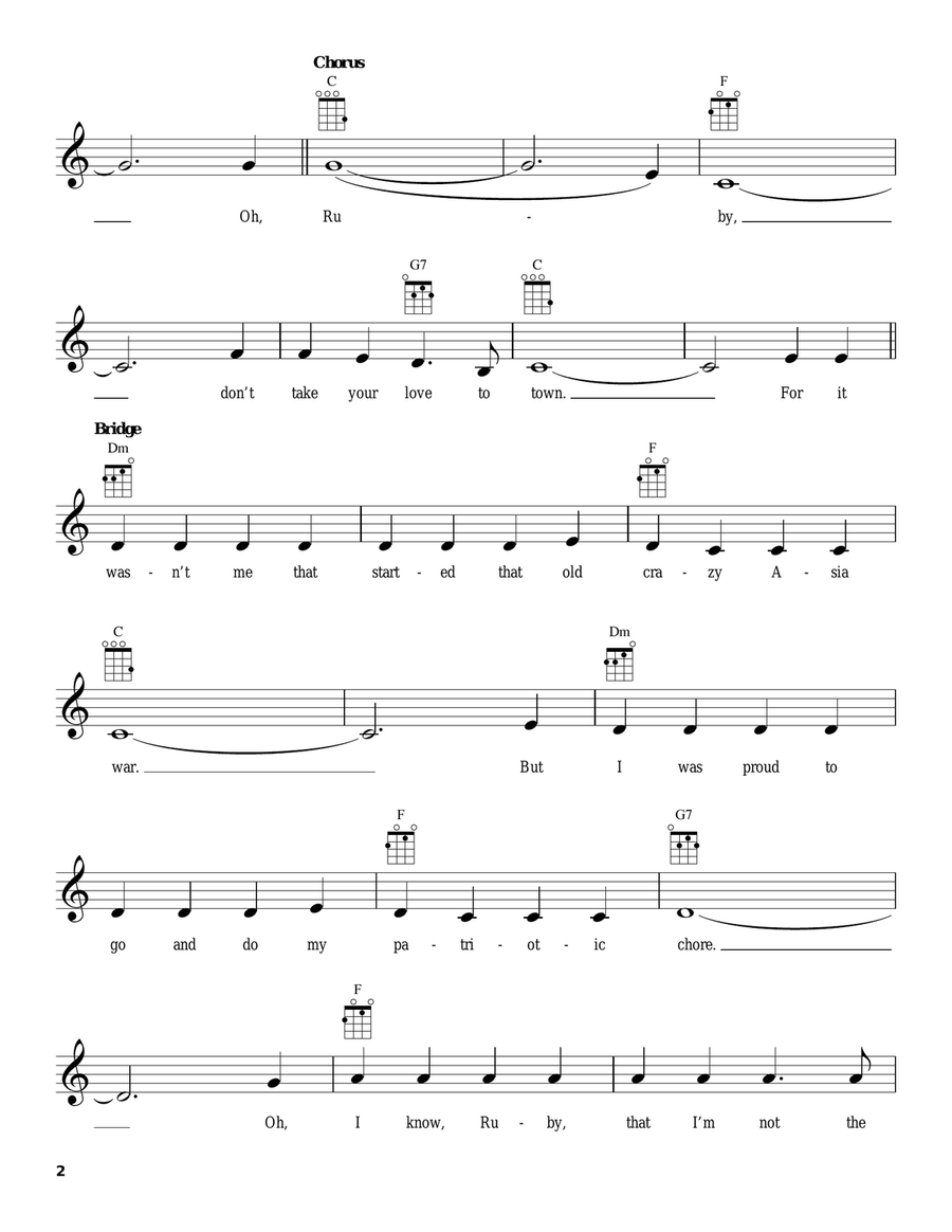 Ruby, Don't Take Your Love To Town Ukulele scores gallery preview page 2