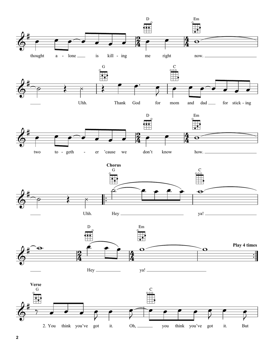 Hey Ya! Hey Ya! Ukulele scores gallery preview page 2