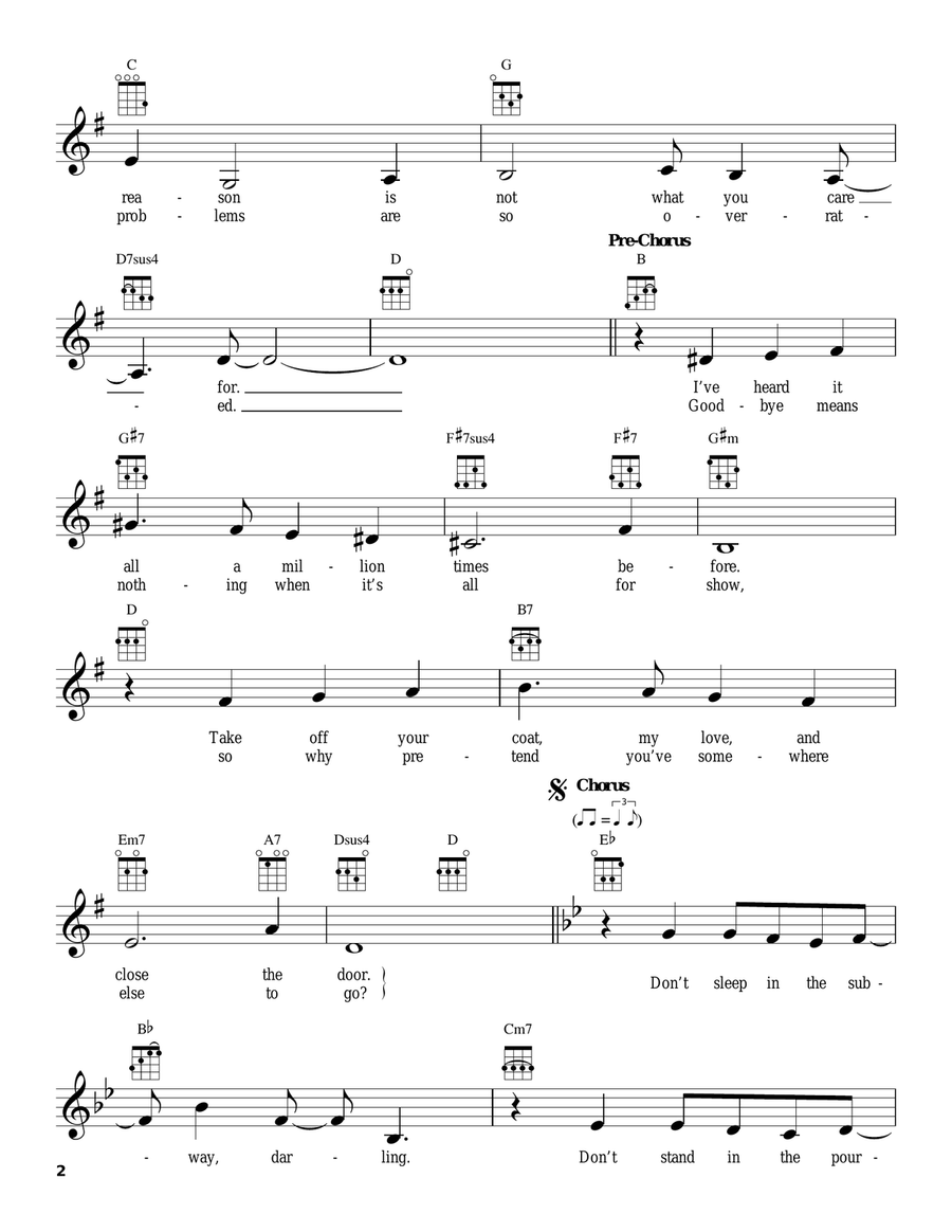 Don't Sleep In The Subway Ukulele scores gallery preview page 2