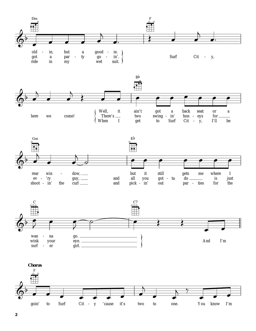 Surf City Surf City Ukulele scores gallery preview page 2