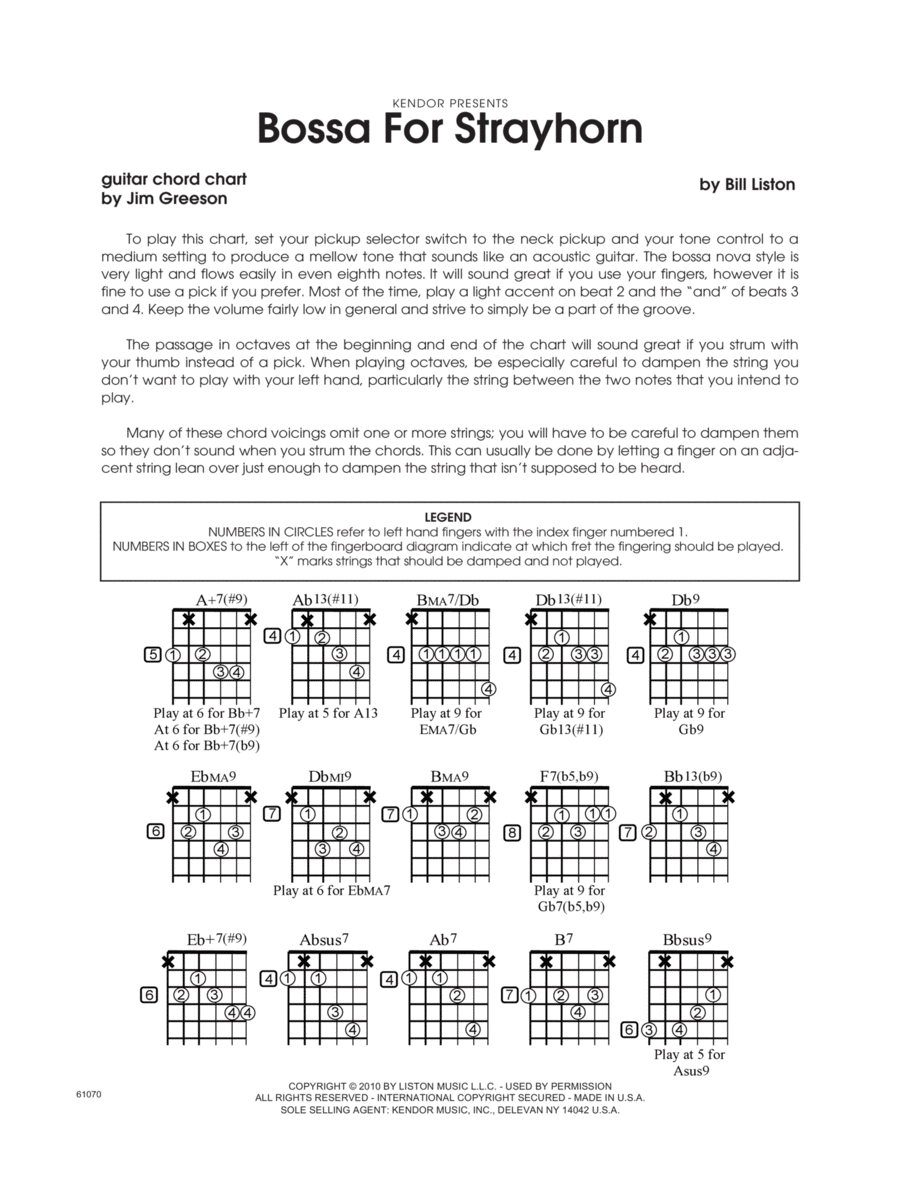 Bossa For Strayhorn - Guitar Chord Chart Electric Guitar scores gallery preview page 1