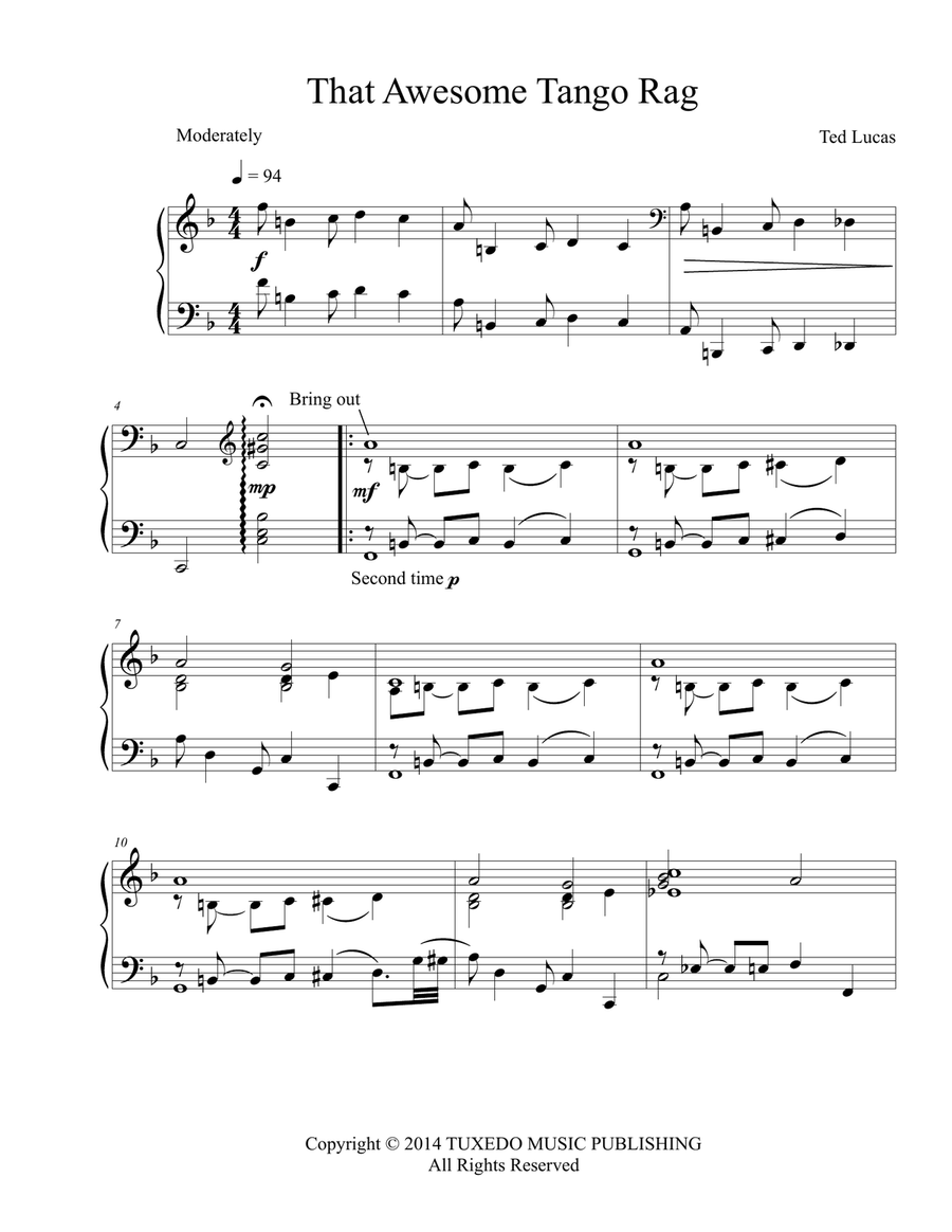That Awesome Tango Rag, Piano Solo Piano Method scores gallery preview page 2