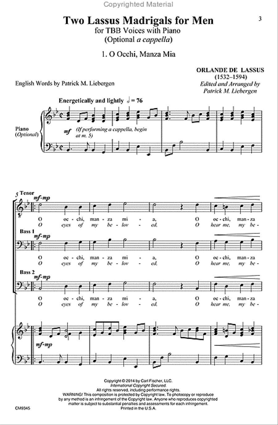 Two Lassus Madrigals for Men Choir scores gallery preview page 2