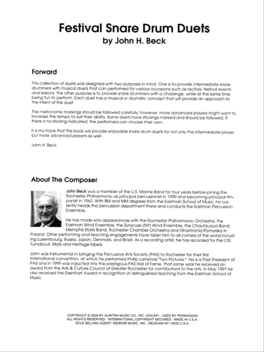 Festival Snare Drum Duets Percussion scores gallery preview page 1
