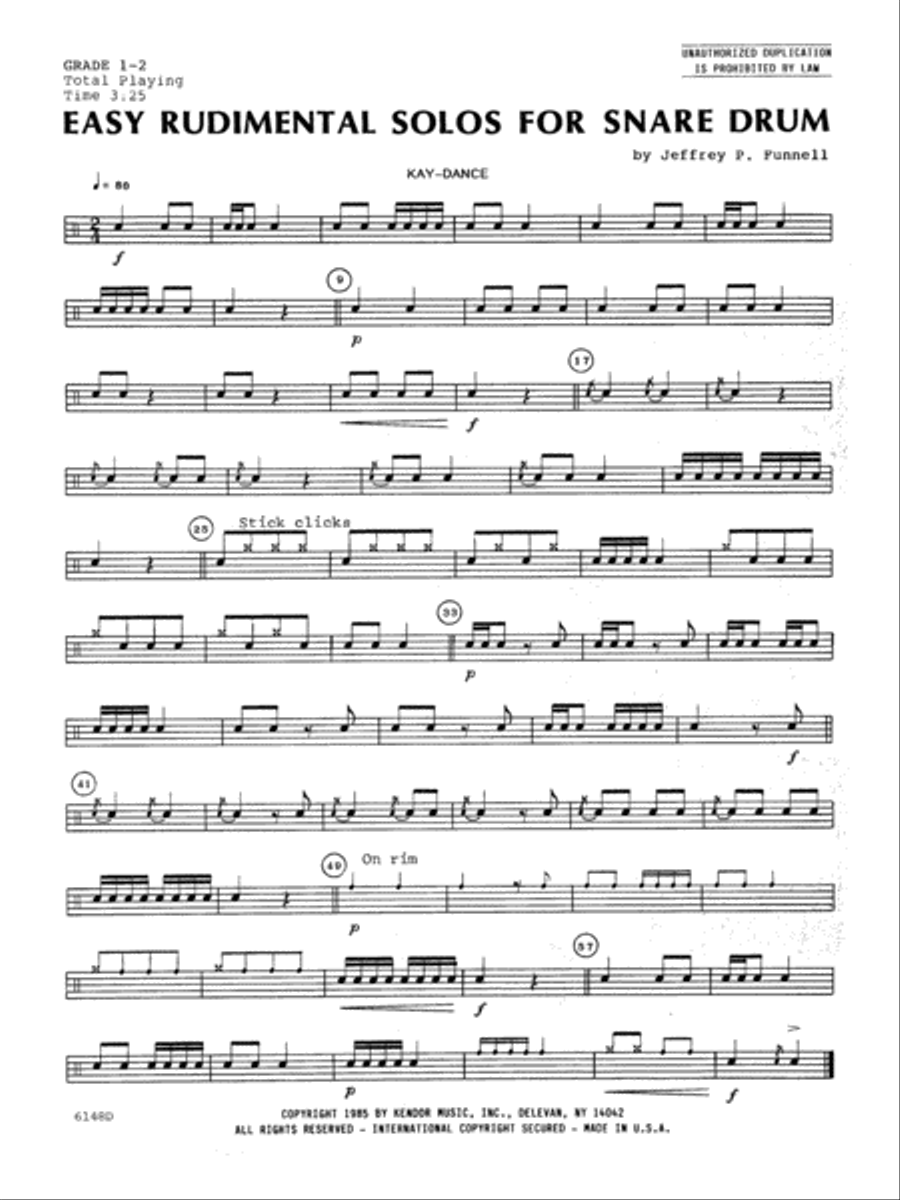 Easy Rudimental Solos For Snare Drum Percussion scores gallery preview page 1