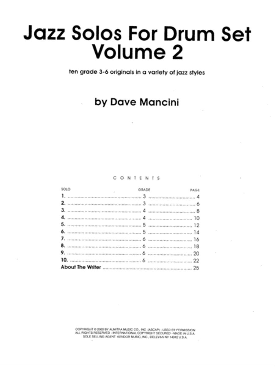 Jazz Solos For Drum Set, Volume 2 Drum Set scores gallery preview page 1