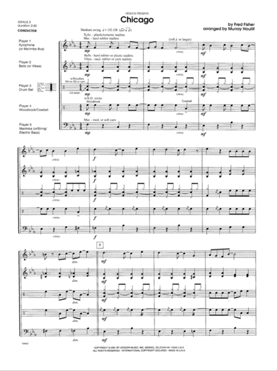 Chicago - Full Score Percussion scores gallery preview page 1