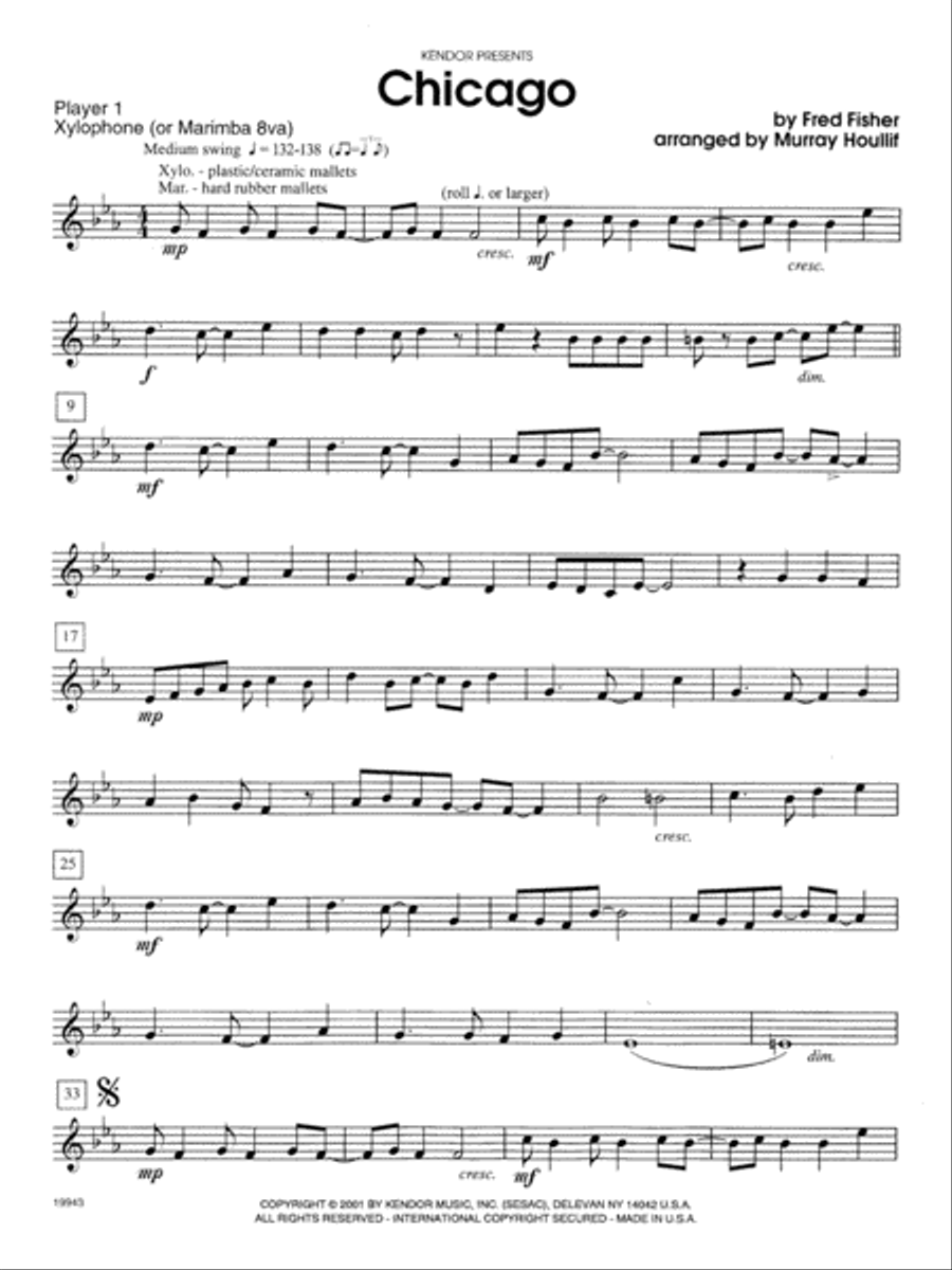 Chicago - Percussion 1 Percussion scores gallery preview page 1