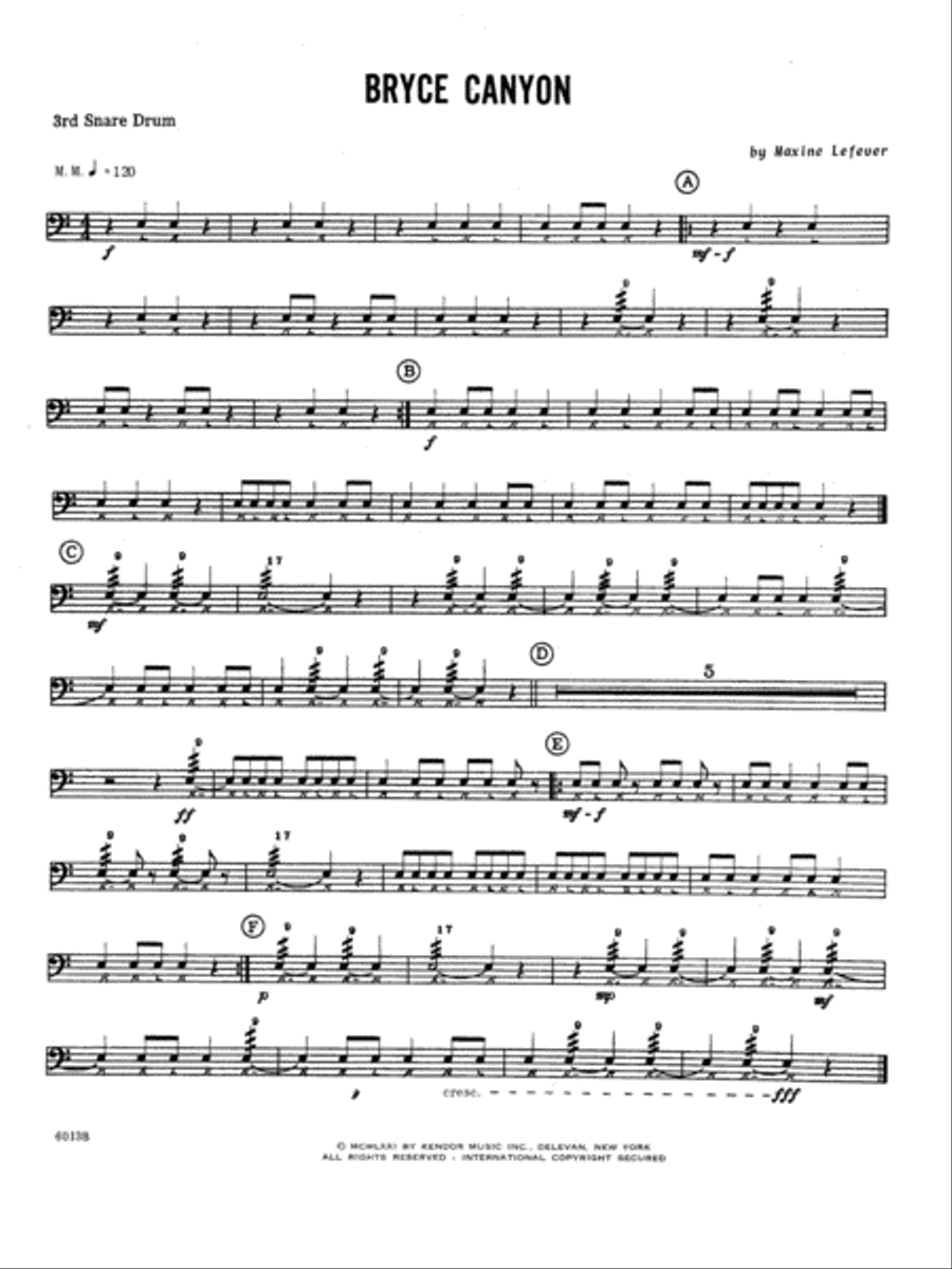 Bryce Canyon - 3rd snare drum Percussion scores gallery preview page 1