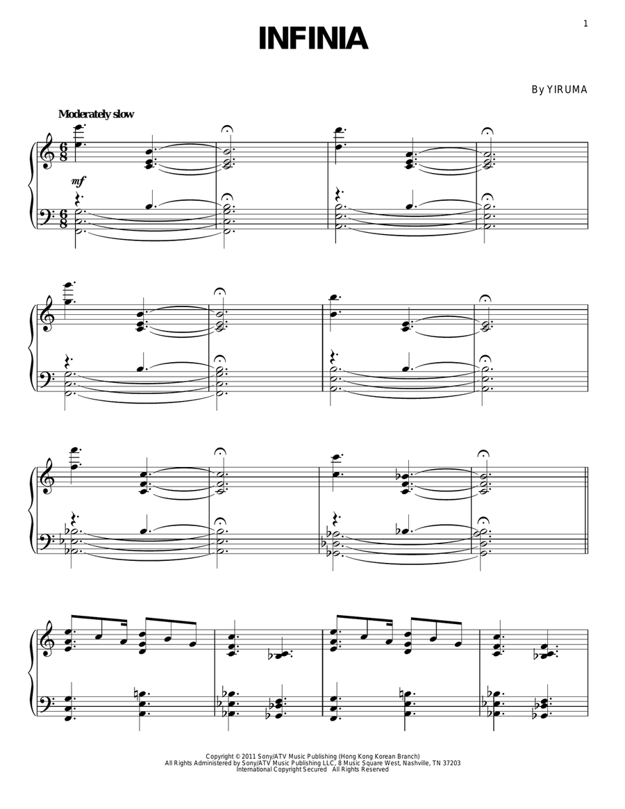 Infinia Infinia Piano Solo scores gallery preview page 1