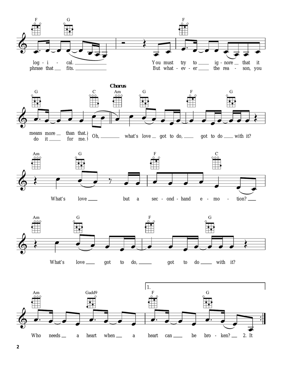 What's Love Got To Do With It Ukulele scores gallery preview page 2