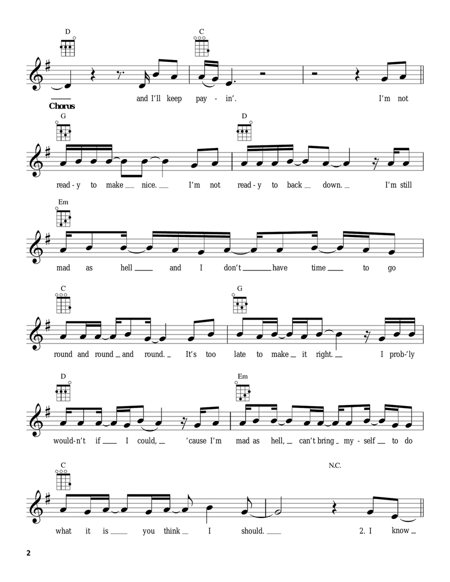 Not Ready To Make Nice Not Ready To Make Nice Ukulele scores gallery preview page 2