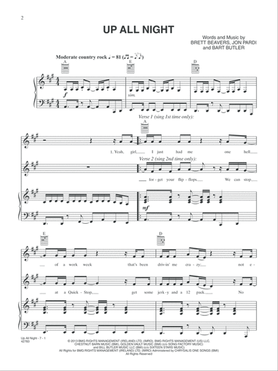 Up All Night Piano, Vocal, Guitar scores gallery preview page 3