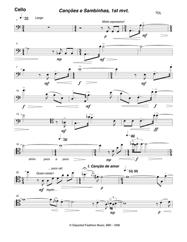 Canções e sambinhas (1996) cello part