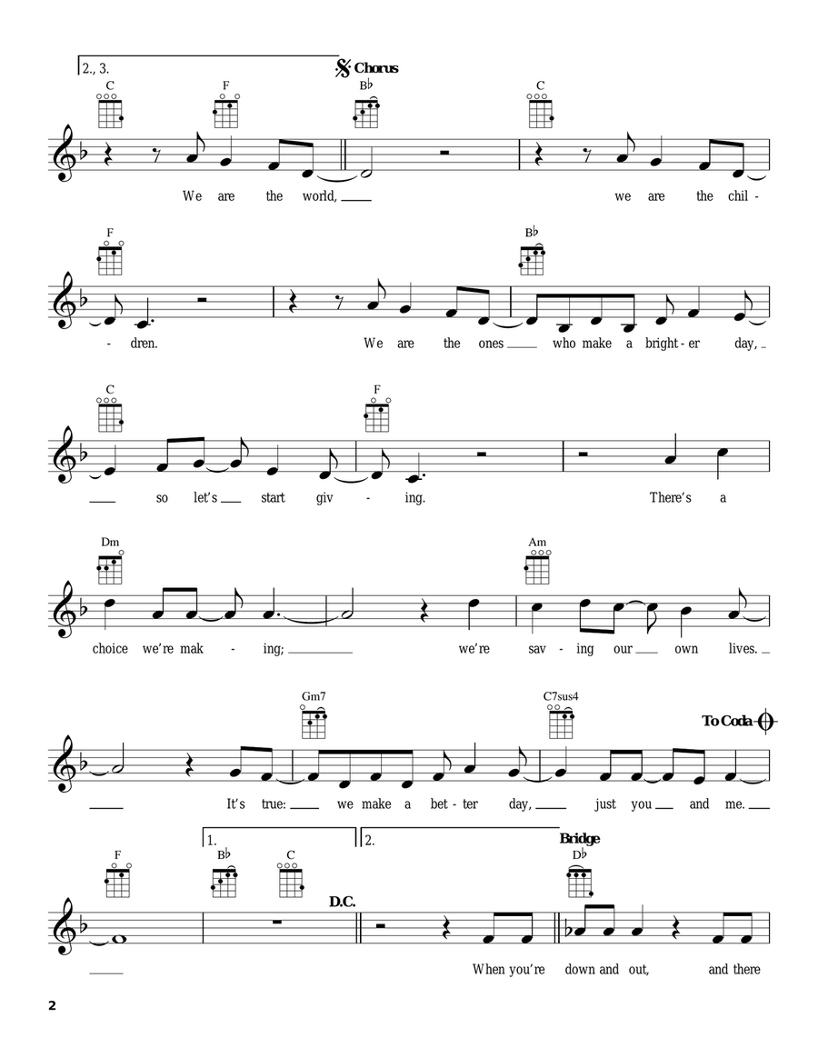We Are The World We Are The World Ukulele scores gallery preview page 2