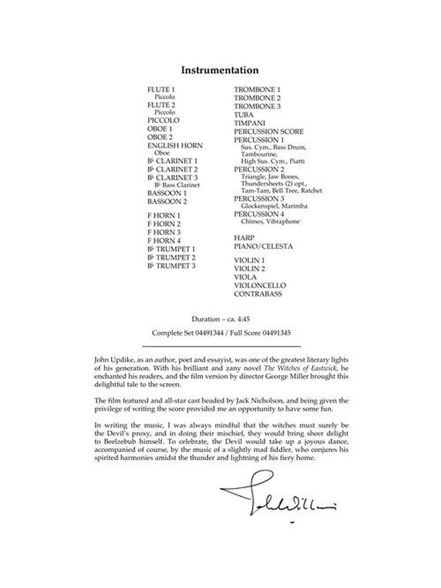 Devil's Dance (from The Witches of Eastwick) Full Orchestra scores gallery preview page 3