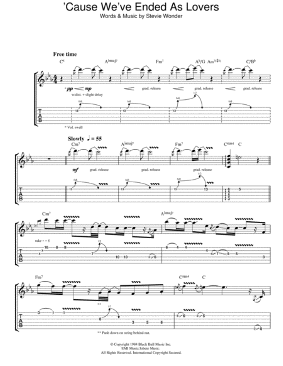 'Cause We've Ended As Lovers Guitar Tablature scores gallery preview page 1