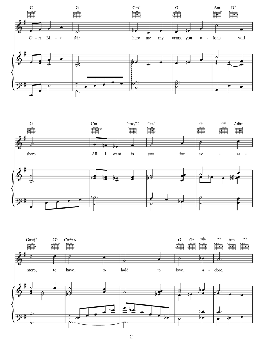 Cara Mia Cara Mia Acoustic Guitar scores gallery preview page 2