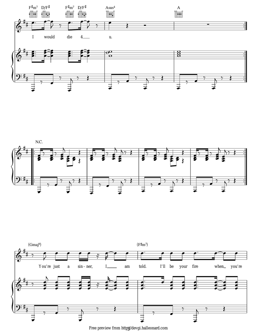 I Would Die 4 U I Would Die 4 U Acoustic Guitar scores gallery preview page 3
