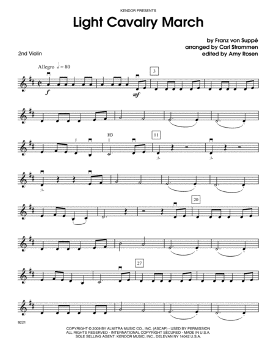 Light Cavalry March - Violin 2 Orchestra scores gallery preview page 1