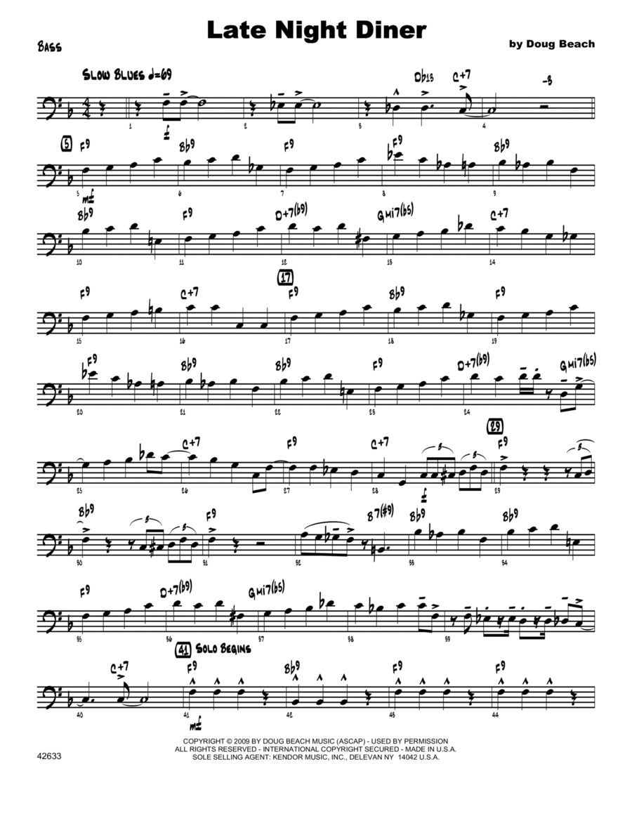 Late Night Diner - Bass Jazz Ensemble scores gallery preview page 1