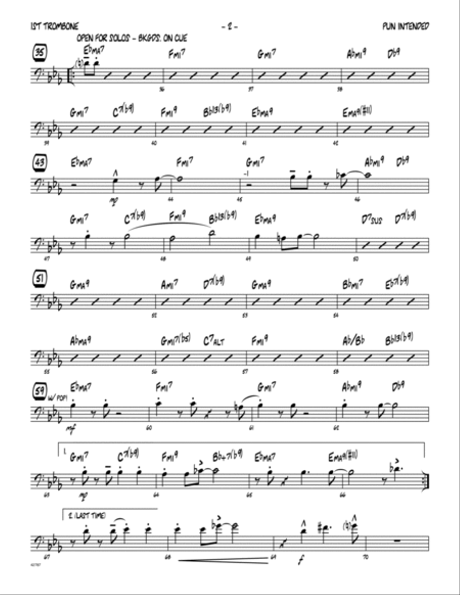 Pun Intended - Trombone 1 Jazz Ensemble scores gallery preview page 2