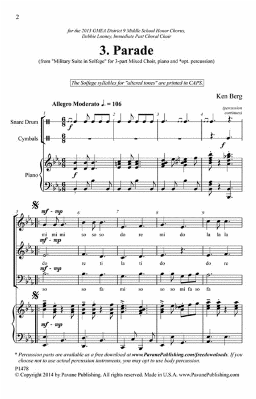 Parade (From 'Solfege Suite 4-The Military Suite') 3-Part scores gallery preview page 2
