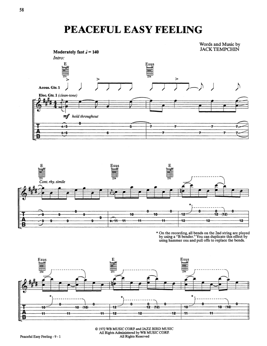 Peaceful Easy Feeling Electric Guitar scores gallery preview page 1