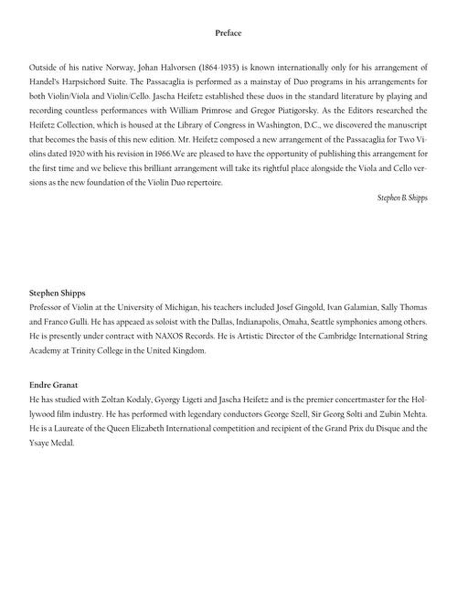 Passacaglia for Two Violins Violin scores gallery preview page 3