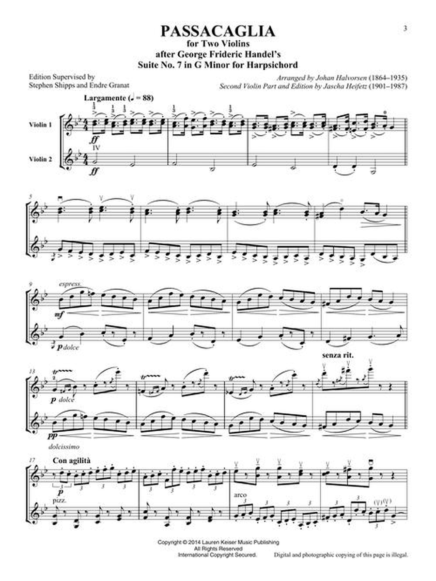 Passacaglia for Two Violins Violin scores gallery preview page 4