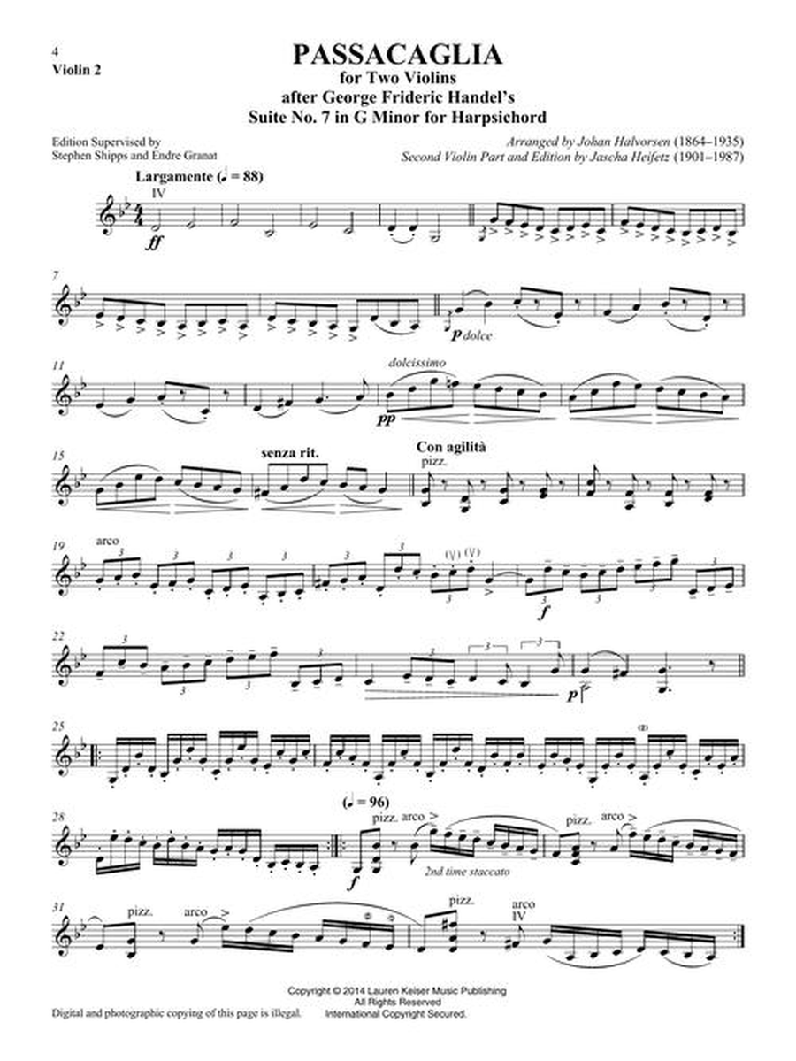 Passacaglia for Two Violins Violin scores gallery preview page 7