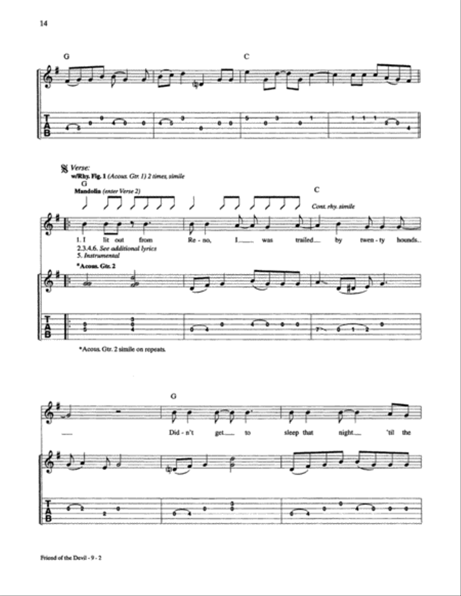 Friend Of The Devil Guitar Tablature scores gallery preview page 2