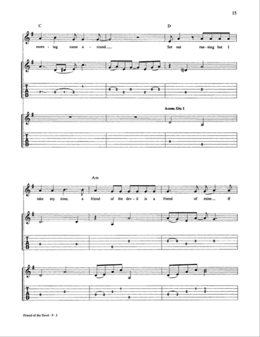 Friend Of The Devil Guitar Tablature scores gallery preview page 3