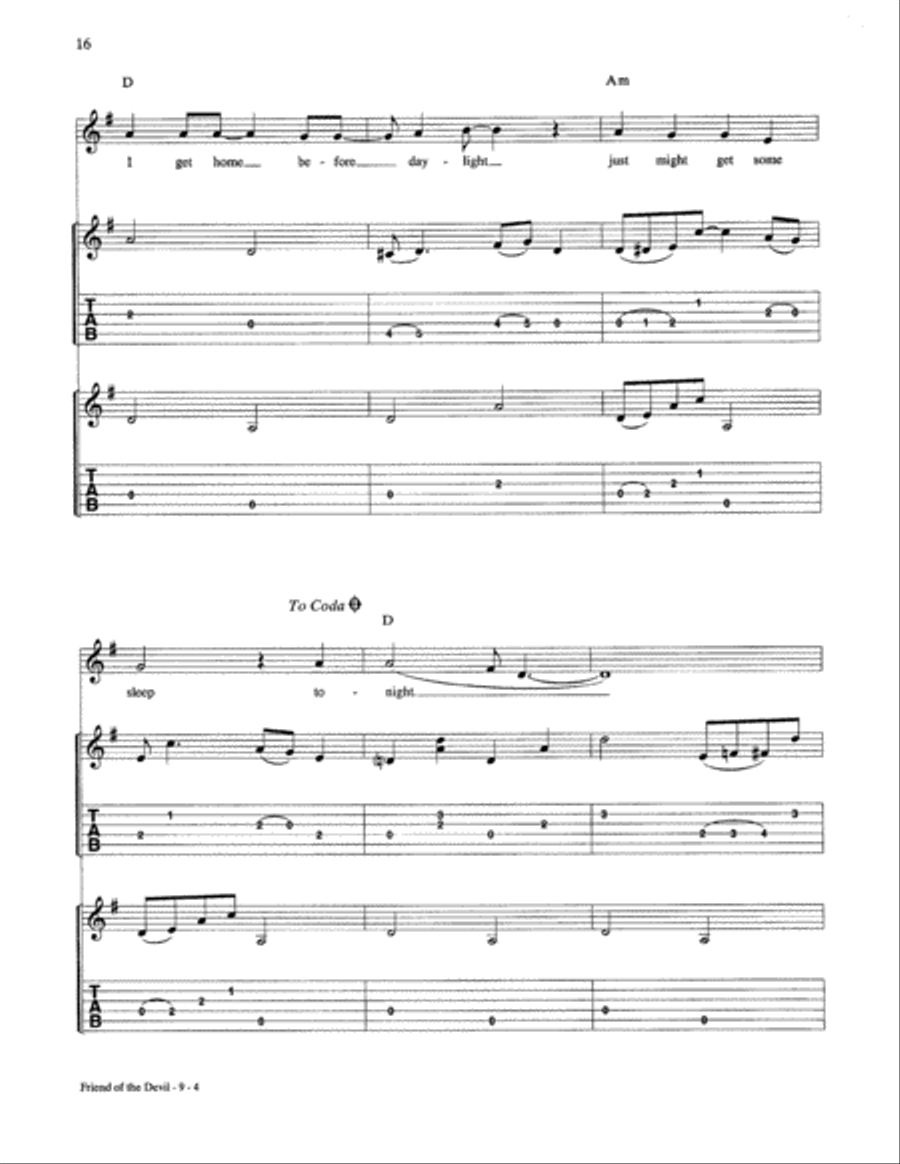 Friend Of The Devil Guitar Tablature scores gallery preview page 4