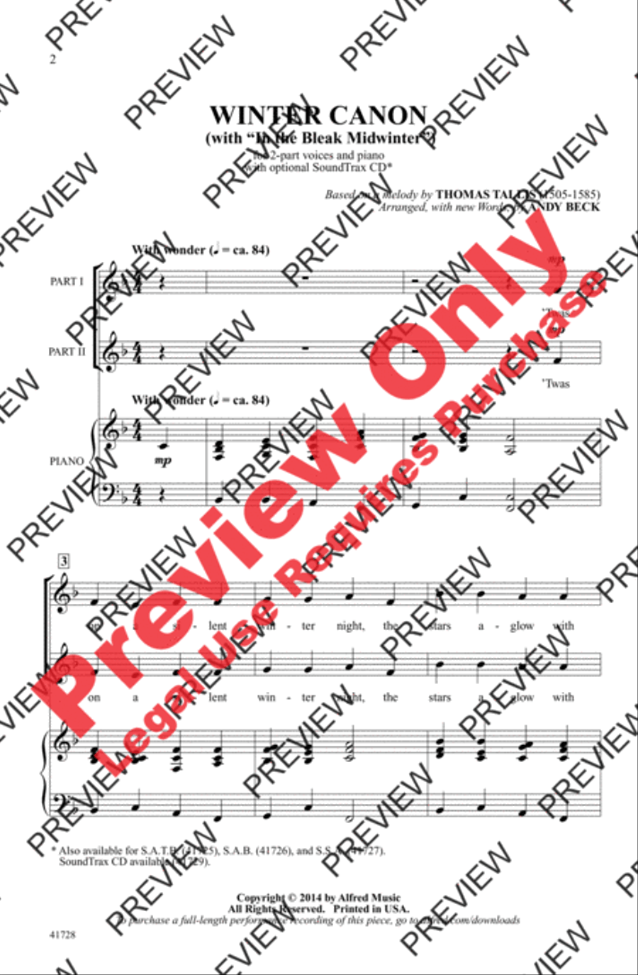 Winter Canon Winter Canon 2-Part scores gallery preview page 2