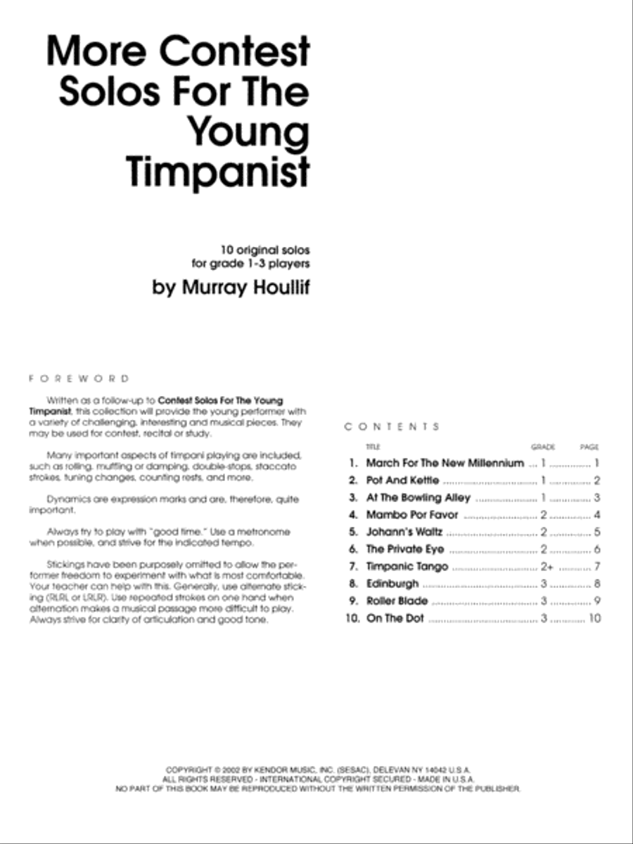More Contest Solos For The Young Timpanist Percussion scores gallery preview page 1