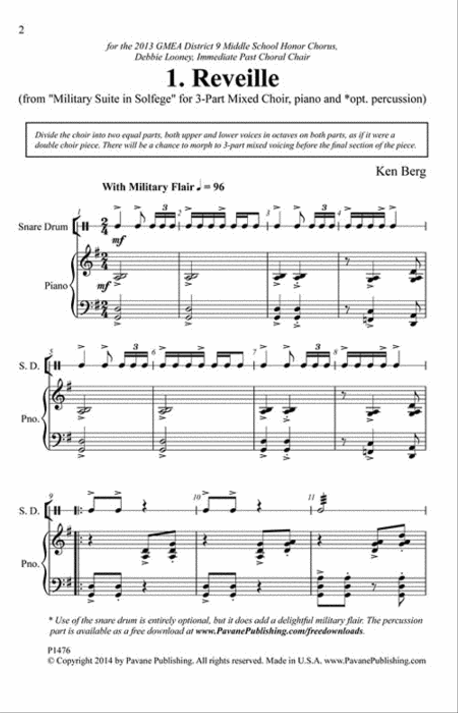 Reveille (From 'Solfege Suite 4-The Military Suite') 3-Part scores gallery preview page 2