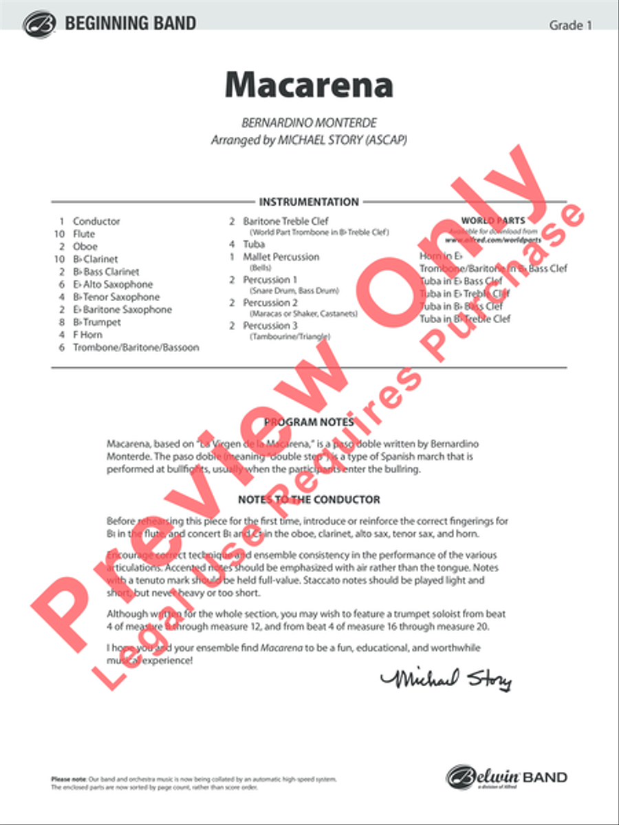 Macarena Macarena Concert Band scores gallery preview page 2