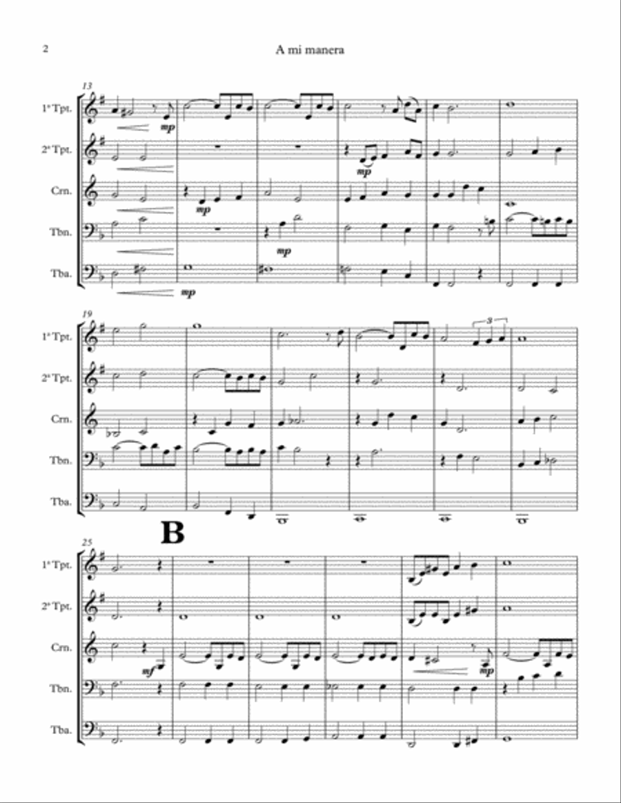 My way (A mi manera). Brass Quintet. Score & Parts Brass Quintet scores gallery preview page 2