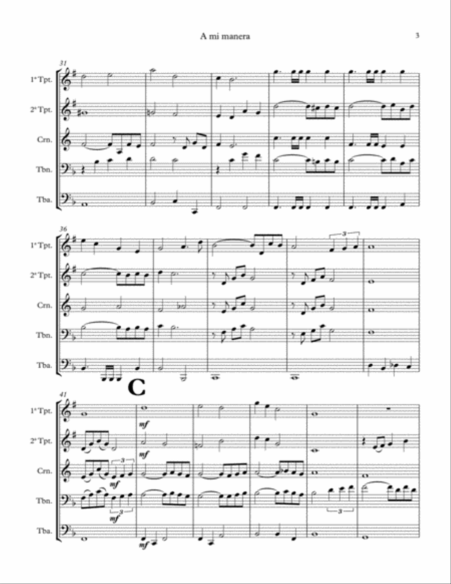 My way (A mi manera). Brass Quintet. Score & Parts Brass Quintet scores gallery preview page 3