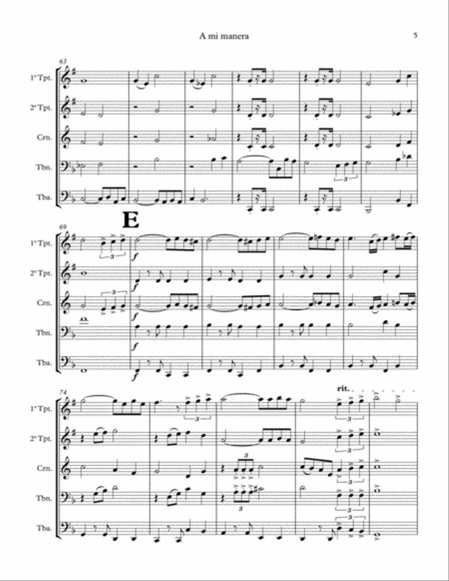 My way (A mi manera). Brass Quintet. Score & Parts Brass Quintet scores gallery preview page 5