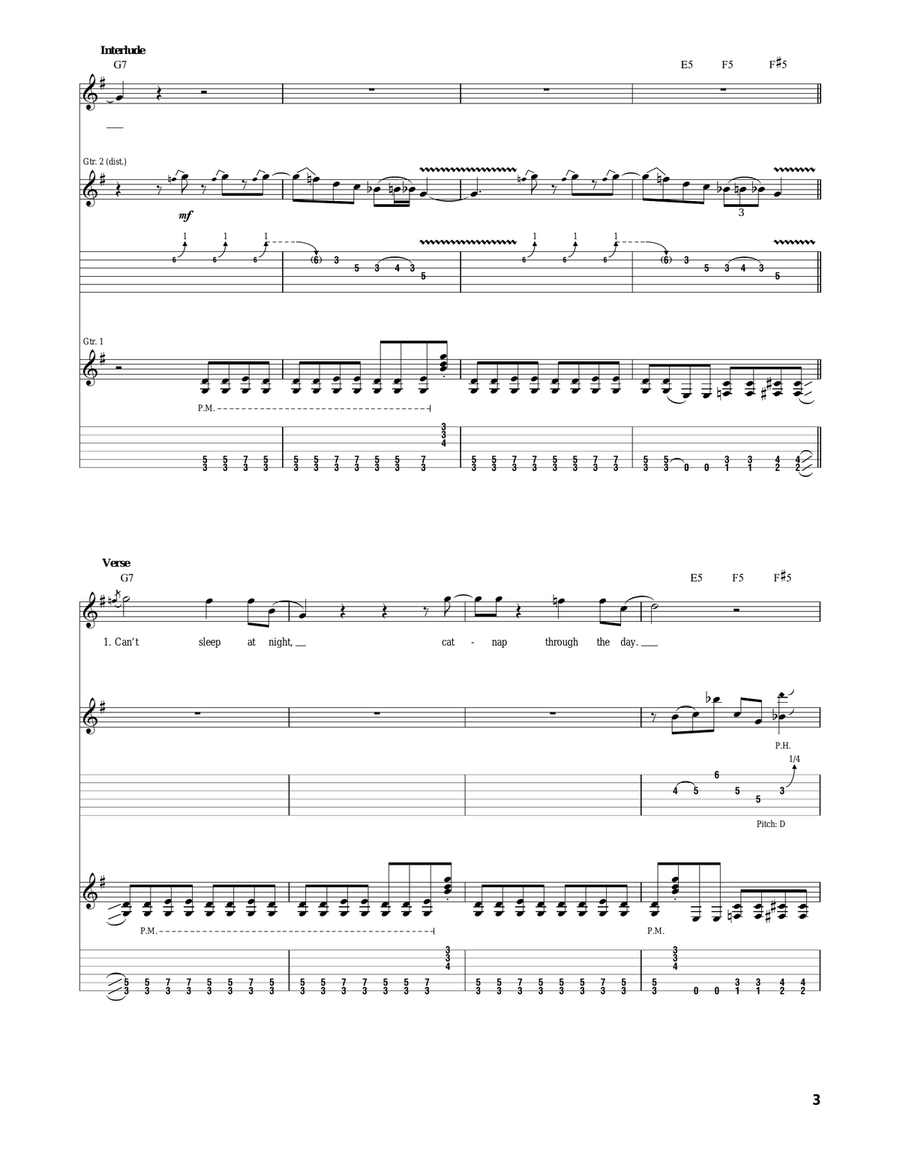 Can't Hold Out Much Longer Electric Guitar scores gallery preview page 3