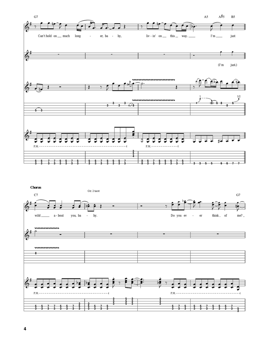 Can't Hold Out Much Longer Electric Guitar scores gallery preview page 4