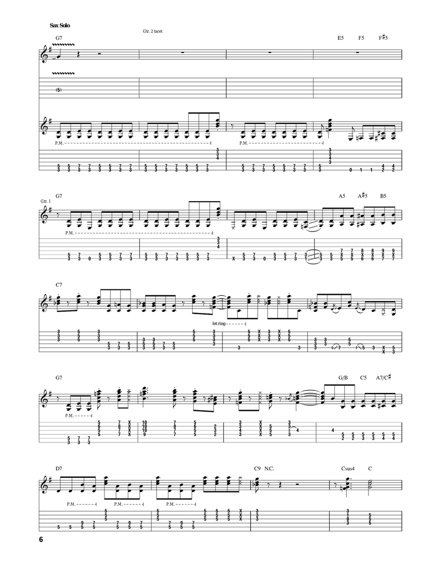 Can't Hold Out Much Longer Electric Guitar scores gallery preview page 6