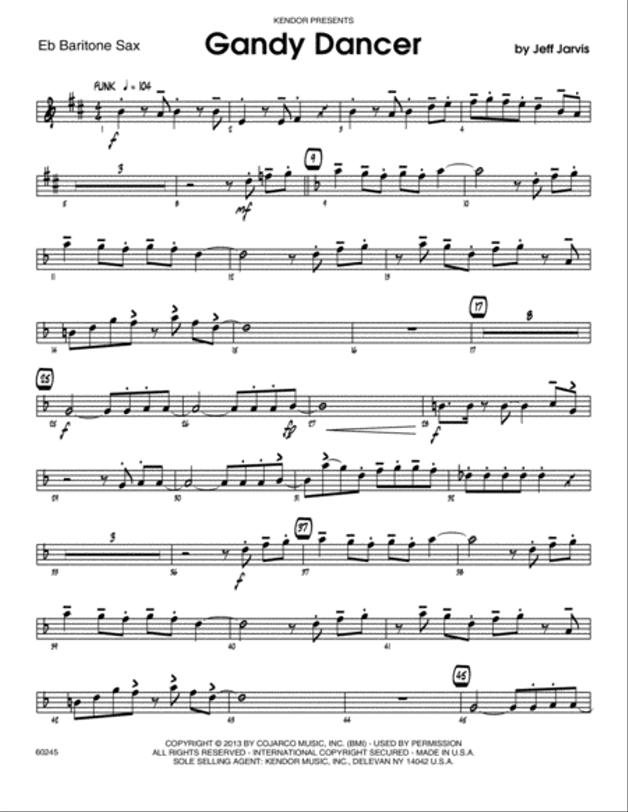 Gandy Dancer - Eb Baritone Saxophone Jazz Ensemble scores gallery preview page 1